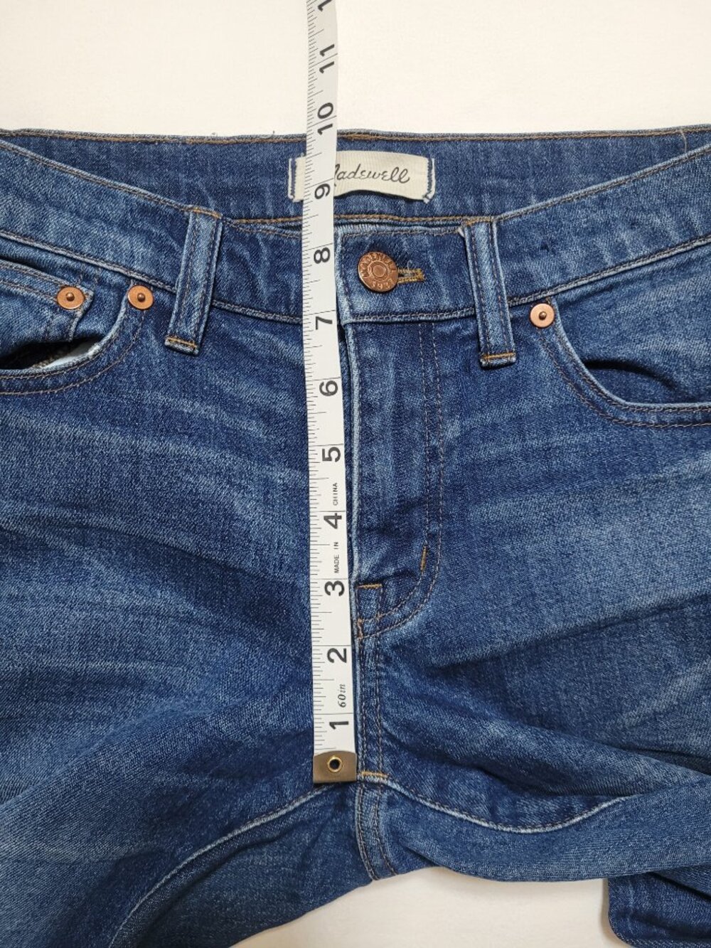 Madewell The Slim Boyjean Distressed Blue Denim Jeans Low Mid Rise Size 25 - Picture 5 of 13